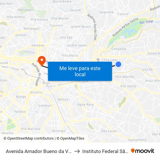 Avenida Amador Bueno da Veiga 1391 to Instituto Federal São Paulo map