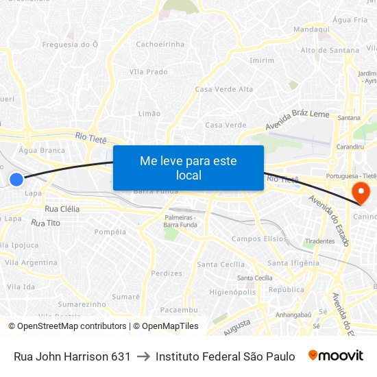 Rua John Harrison 631 to Instituto Federal São Paulo map