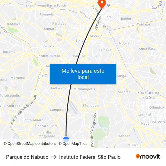 Parque do Nabuco to Instituto Federal São Paulo map