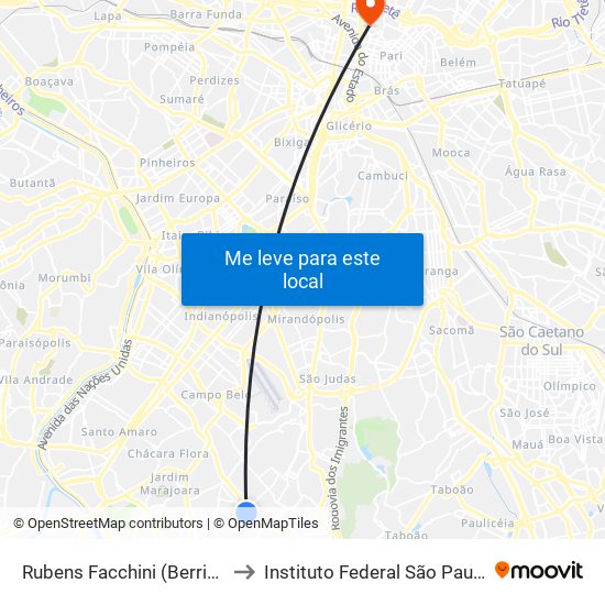 Rubens Facchini (Berrini) to Instituto Federal São Paulo map