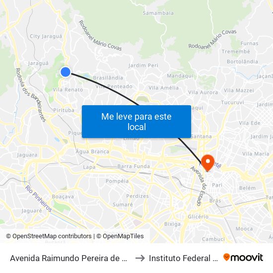 Avenida Raimundo Pereira de Magalhães 8889 to Instituto Federal São Paulo map