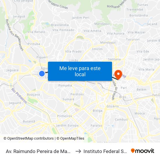 Av. Raimundo Pereira de Magalhães 230 to Instituto Federal São Paulo map