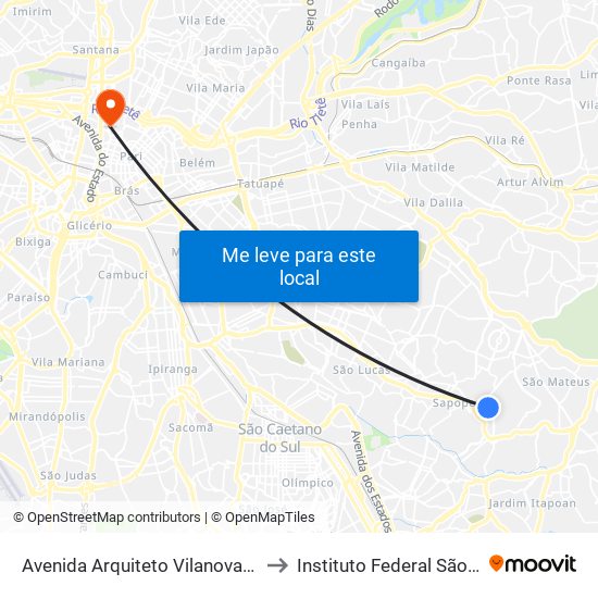 Avenida Arquiteto Vilanova Artigas to Instituto Federal São Paulo map