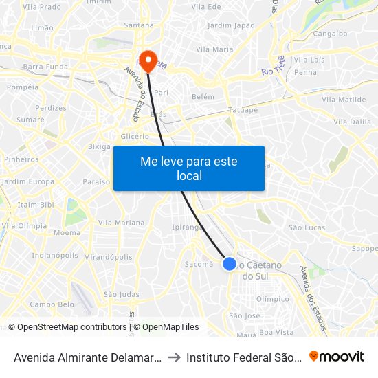 Avenida Almirante Delamare to Instituto Federal São Paulo map