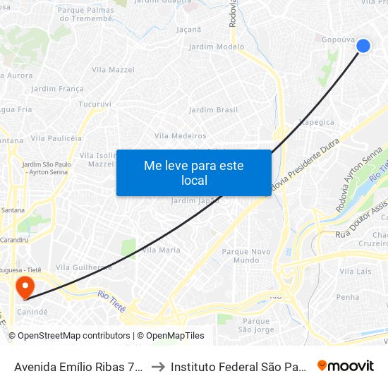 Avenida Emílio Ribas 720 to Instituto Federal São Paulo map