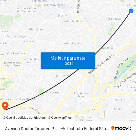 Avenida Doutor Timóteo Penteado to Instituto Federal São Paulo map