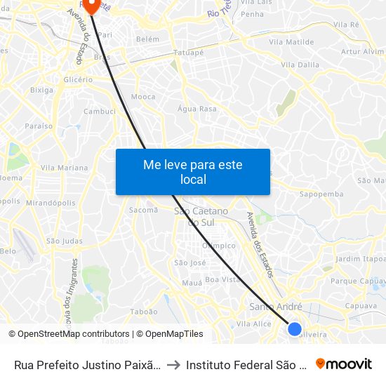 Rua Prefeito Justino Paixão 698 to Instituto Federal São Paulo map