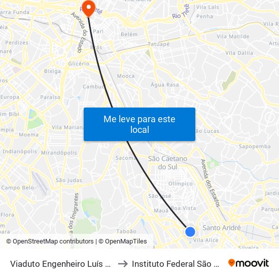 Viaduto Engenheiro Luís Meira to Instituto Federal São Paulo map