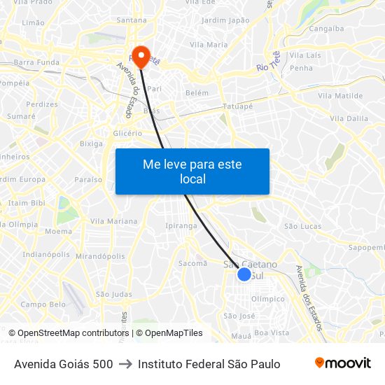 Avenida Goiás 500 to Instituto Federal São Paulo map
