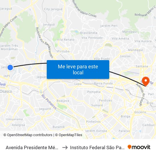 Avenida Presidente Médici to Instituto Federal São Paulo map