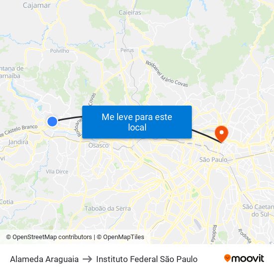 Alameda Araguaia to Instituto Federal São Paulo map