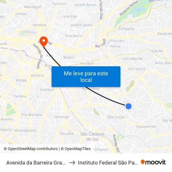 Avenida da Barreira Grande to Instituto Federal São Paulo map