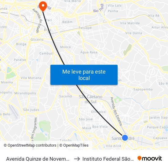 Avenida Quinze de Novembro 213 to Instituto Federal São Paulo map