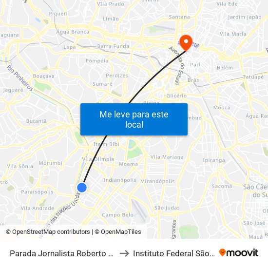 Parada Jornalista Roberto Marinho to Instituto Federal São Paulo map