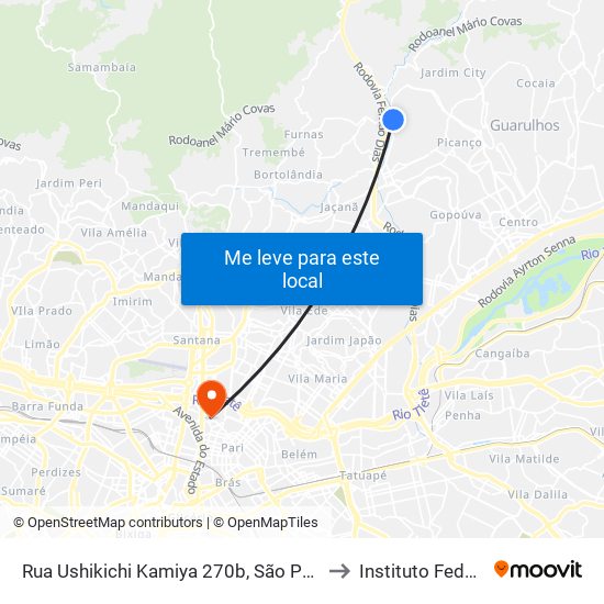 Rua Ushikichi Kamiya 270b, São Paulo - São Paulo, 02282, Brasil to Instituto Federal São Paulo map