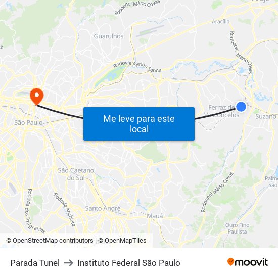 Parada Tunel to Instituto Federal São Paulo map