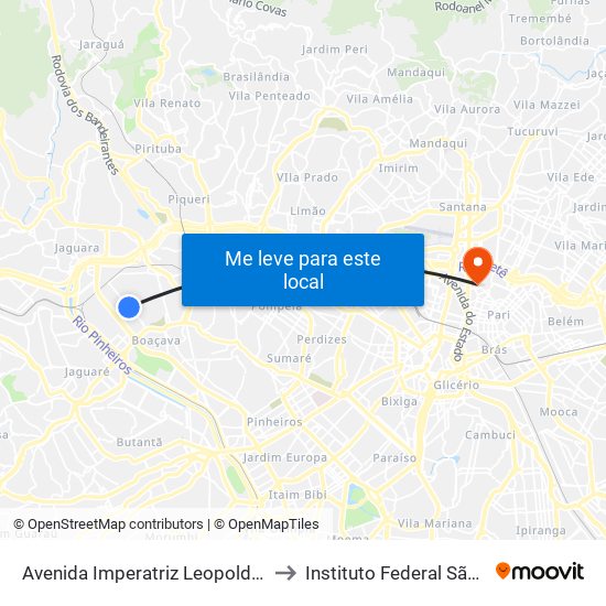 Avenida Imperatriz Leopoldina 1022 to Instituto Federal São Paulo map