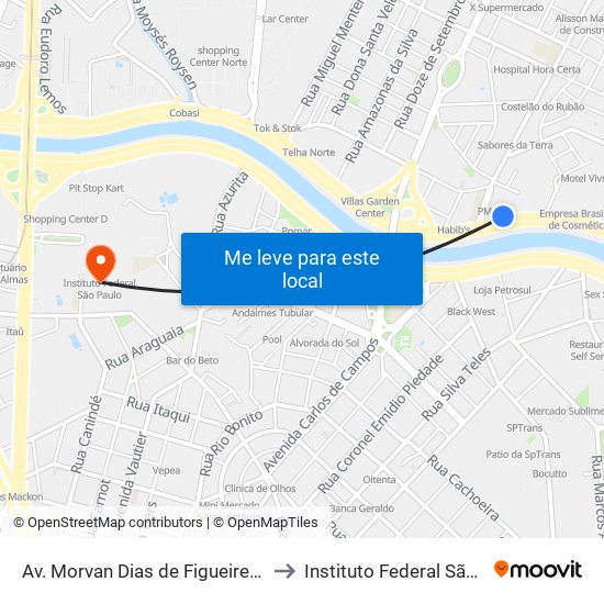 Av. Morvan Dias de Figueiredo, 1535 to Instituto Federal São Paulo map