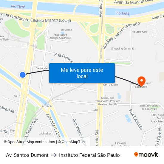 Av. Santos Dumont to Instituto Federal São Paulo map