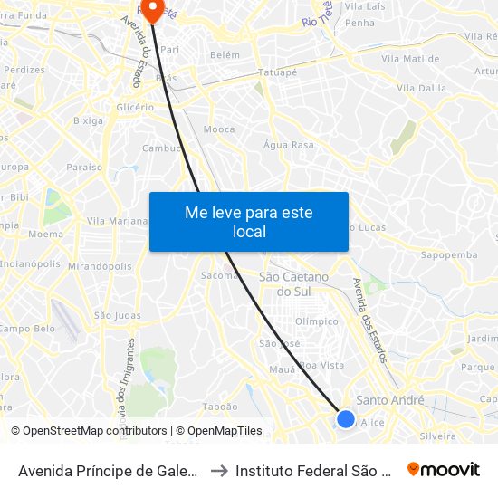 Avenida Príncipe de Gales 262 to Instituto Federal São Paulo map