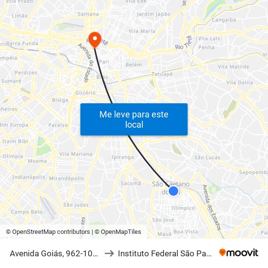 Avenida Goiás, 962-1000 to Instituto Federal São Paulo map