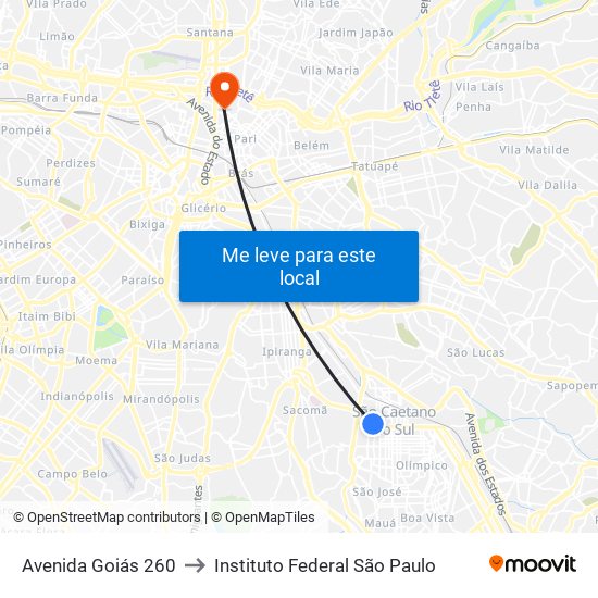 Avenida Goiás 260 to Instituto Federal São Paulo map