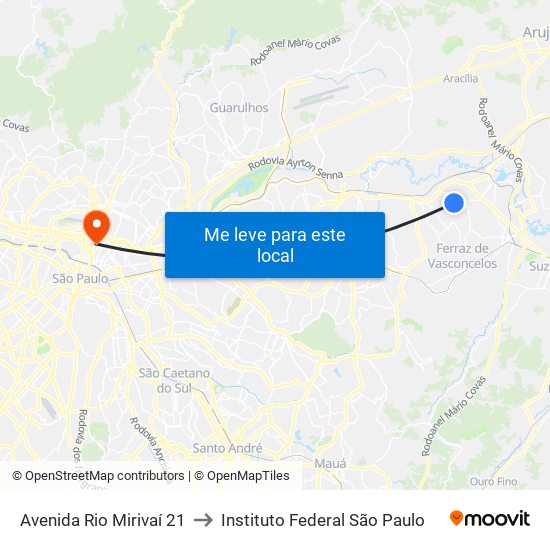Avenida Rio Mirivaí 21 to Instituto Federal São Paulo map