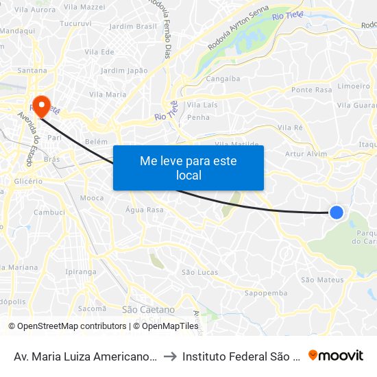 Av. Maria Luiza Americano, 1741 to Instituto Federal São Paulo map