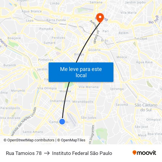 Rua Tamoios 78 to Instituto Federal São Paulo map