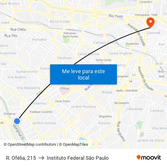 R. Ofélia, 215 to Instituto Federal São Paulo map