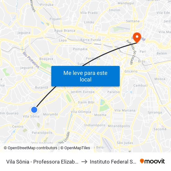 Vila Sônia - Professora Elizabeth Tenreiro to Instituto Federal São Paulo map