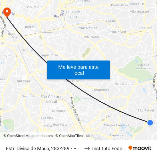 Estr. Divisa de Mauá, 283-289 - Parque das Flores, São Paulo to Instituto Federal São Paulo map