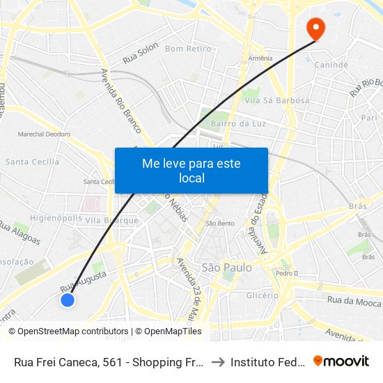 Rua Frei Caneca, 561 - Shopping Frei Caneca - Bela Vista, São Paulo to Instituto Federal São Paulo map