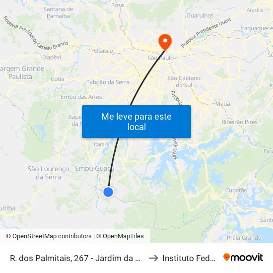 R. dos Palmitais, 267 - Jardim da Represa do Cipo, Embu-Guaçu to Instituto Federal São Paulo map