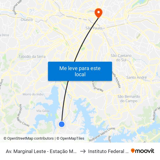 Av. Marginal Leste - Estação Mendes - Vila Natal to Instituto Federal São Paulo map