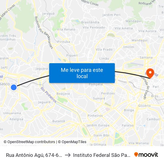 Rua Antônio Agú, 674-696 to Instituto Federal São Paulo map