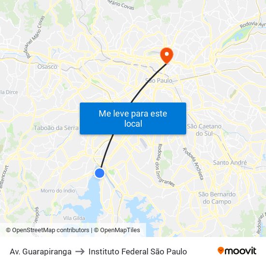 Av. Guarapiranga to Instituto Federal São Paulo map