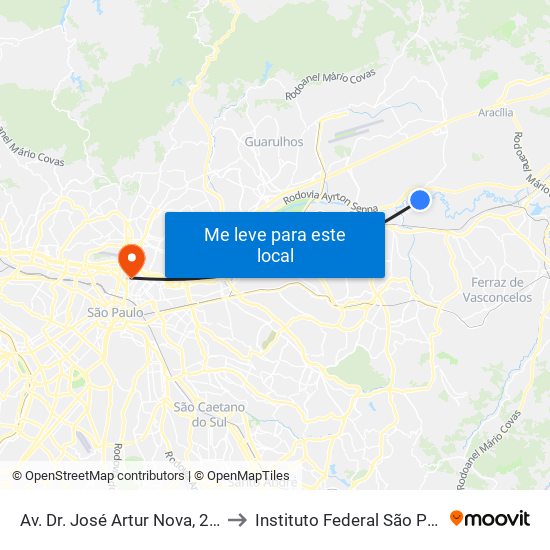 Av. Dr. José Artur Nova, 2748 to Instituto Federal São Paulo map