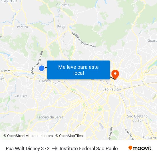 Rua Walt Disney 372 to Instituto Federal São Paulo map