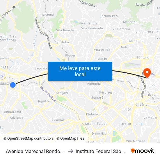 Avenida Marechal Rondon 249 to Instituto Federal São Paulo map