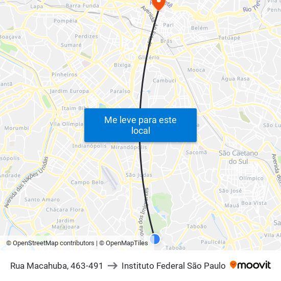 Rua Macahuba, 463-491 to Instituto Federal São Paulo map