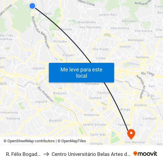 R. Félix Bogado, 732 to Centro Universitário Belas Artes de São Paulo map