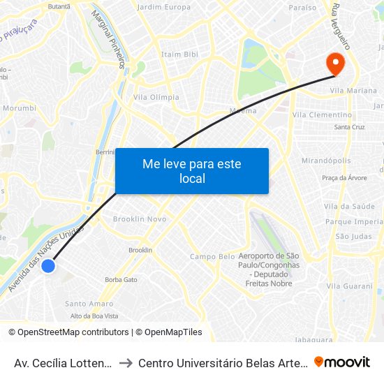 Av. Cecília Lottenberg, 130 to Centro Universitário Belas Artes de São Paulo map