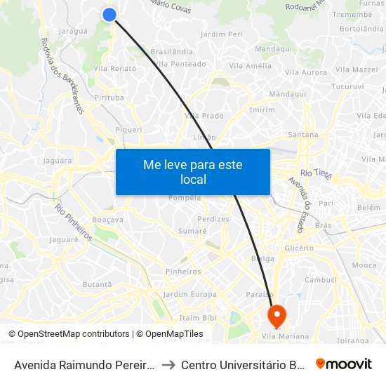 Av. Raimundo Pereira De Magalhães, to Centro Universitário Belas Artes de São Paulo map