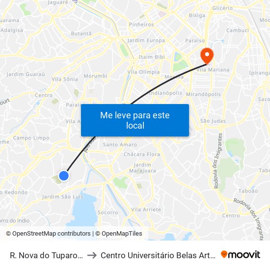 R. Nova do Tuparoquera, 471 to Centro Universitário Belas Artes de São Paulo map