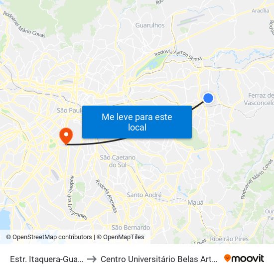 Estr. Itaquera-Guaianases, 3 to Centro Universitário Belas Artes de São Paulo map