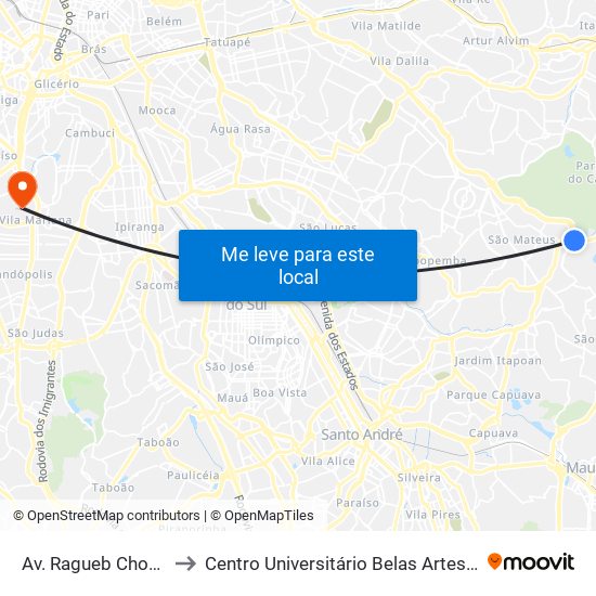Av. Ragueb Chohfi, 1835 to Centro Universitário Belas Artes de São Paulo map
