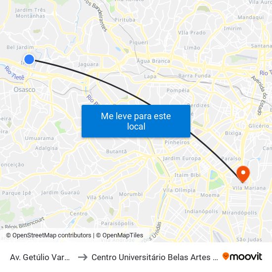 Av. Getúlio Vargas, 919 to Centro Universitário Belas Artes de São Paulo map