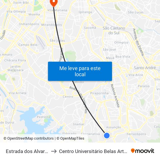 Estrada dos Alvarengas, 495 to Centro Universitário Belas Artes de São Paulo map