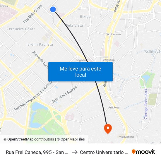 Rua Frei Caneca, 995 - San Gabriel - Consolação, São Paulo to Centro Universitário Belas Artes de São Paulo map